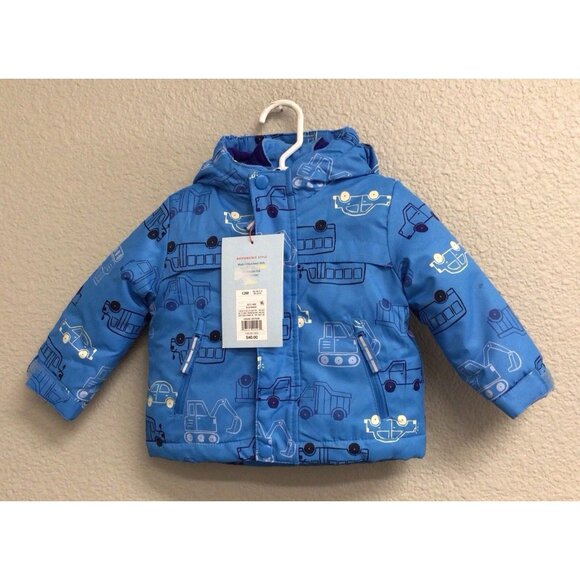 Cat & Jack NWT Zip-Up Winter 3-In-1 Jacket Blue Trucks Size 12 Months Flaw - Picture 11 of 12